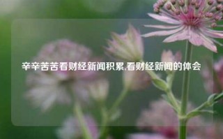 辛辛苦苦看财经新闻积累,看财经新闻的体会