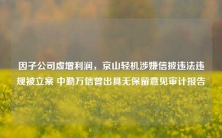 因子公司虚增利润，京山轻机涉嫌信披违法违规被立案 中勤万信曾出具无保留意见审计报告