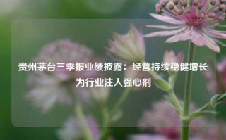 贵州茅台三季报业绩披露：经营持续稳健增长 为行业注入强心剂