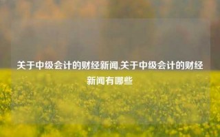 关于中级会计的财经新闻,关于中级会计的财经新闻有哪些