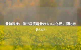 北特科技：前三季度营业收入14.57亿元，同比增长9.62%