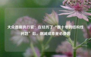 大众首席执行官：在经历了“数十年的结构性问题”后，削减成本是必要的