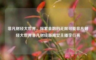 非凡财经大世界，探索金融的无限可能非凡财经大世界非凡财经新闻女主播李行亮