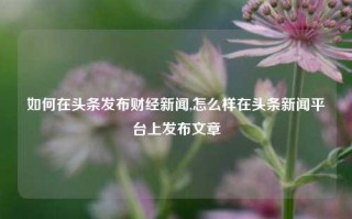 如何在头条发布财经新闻,怎么样在头条新闻平台上发布文章