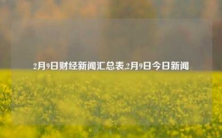 2月9日财经新闻汇总表,2月9日今日新闻