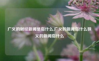 广义的财经新闻是指什么,广义的新闻指什么狭义的新闻指什么