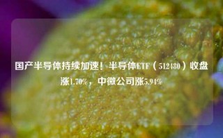 国产半导体持续加速！半导体ETF（512480）收盘涨1.70%，中微公司涨5.94%