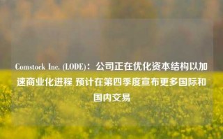 Comstock Inc. (LODE)：公司正在优化资本结构以加速商业化进程 预计在第四季度宣布更多国际和国内交易