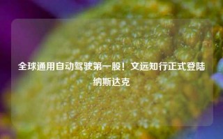 全球通用自动驾驶第一股！文远知行正式登陆纳斯达克