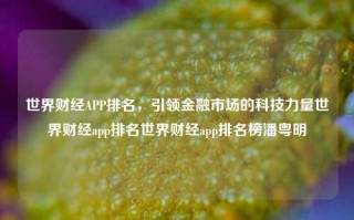 世界财经APP排名，引领金融市场的科技力量世界财经app排名世界财经app排名榜潘粤明