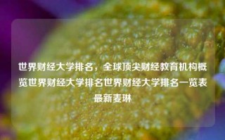 世界财经大学排名，全球顶尖财经教育机构概览世界财经大学排名世界财经大学排名一览表最新麦琳