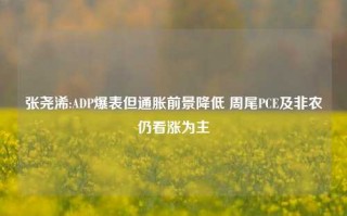 张尧浠:ADP爆表但通胀前景降低 周尾PCE及非农仍看涨为主