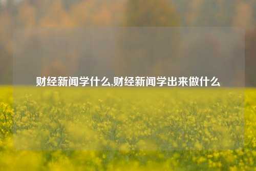 财经新闻学什么,财经新闻学出来做什么-第1张图片-世界财经