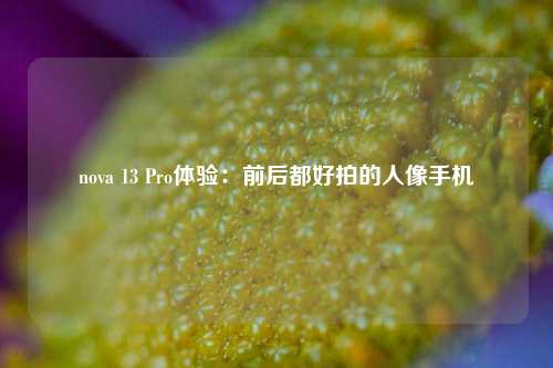 nova 13 Pro体验：前后都好拍的人像手机-第1张图片-世界财经