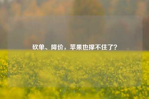 砍单、降价，苹果也撑不住了？-第1张图片-世界财经