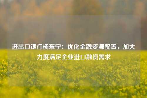 进出口银行杨东宁：优化金融资源配置，加大力度满足企业进口融资需求-第1张图片-世界财经