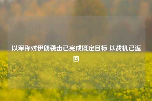 以军称对伊朗袭击已完成既定目标 以战机已返回-第1张图片-世界财经