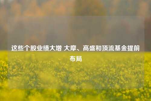 这些个股业绩大增 大摩、高盛和顶流基金提前布局-第1张图片-世界财经