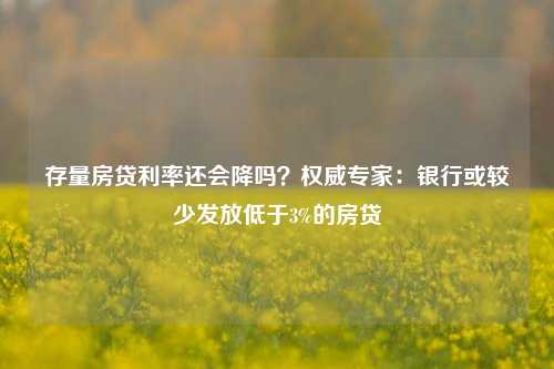 存量房贷利率还会降吗？权威专家：银行或较少发放低于3%的房贷-第1张图片-世界财经