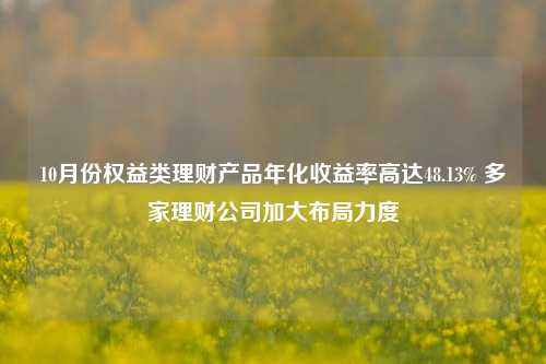 10月份权益类理财产品年化收益率高达48.13% 多家理财公司加大布局力度-第1张图片-世界财经