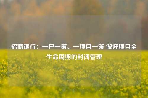 招商银行：一户一策、一项目一策 做好项目全生命周期的封闭管理-第1张图片-世界财经