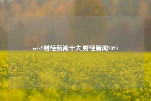 cctv2财经新闻十大,财经新闻2020-第1张图片-世界财经