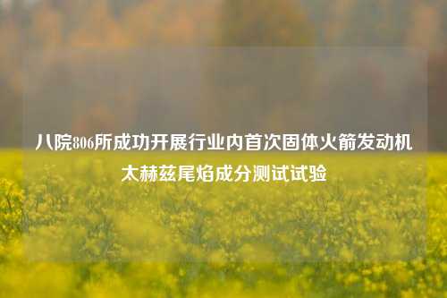 八院806所成功开展行业内首次固体火箭发动机太赫兹尾焰成分测试试验-第1张图片-世界财经