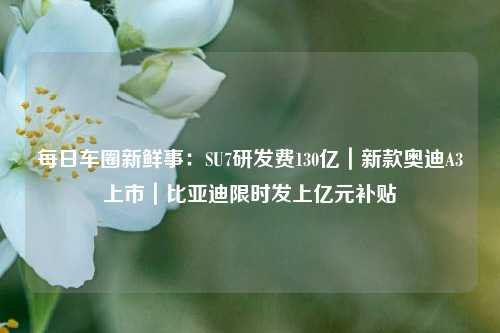 每日车圈新鲜事：SU7研发费130亿｜新款奥迪A3上市｜比亚迪限时发上亿元补贴-第1张图片-世界财经