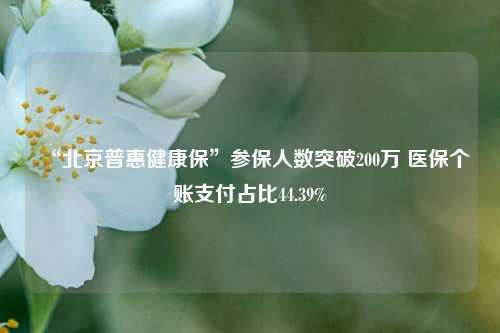 “北京普惠健康保”参保人数突破200万 医保个账支付占比44.39%-第1张图片-世界财经