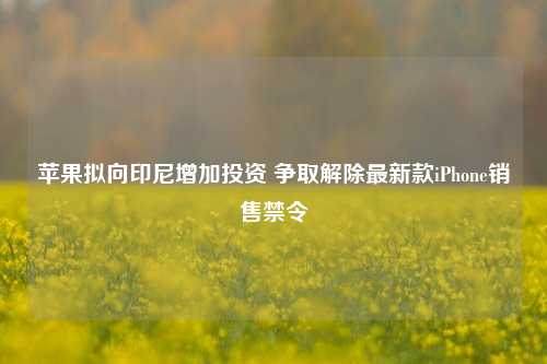 苹果拟向印尼增加投资 争取解除最新款iPhone销售禁令-第1张图片-世界财经