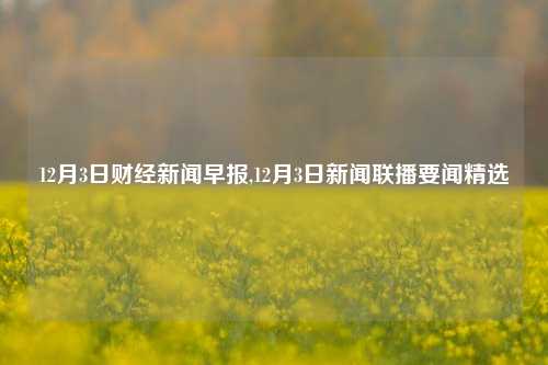 12月3日财经新闻早报,12月3日新闻联播要闻精选-第1张图片-世界财经