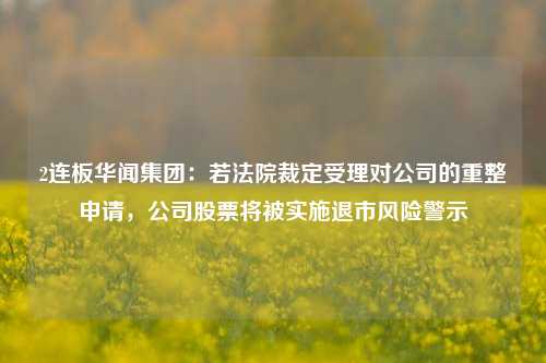 2连板华闻集团：若法院裁定受理对公司的重整申请，公司股票将被实施退市风险警示-第1张图片-世界财经