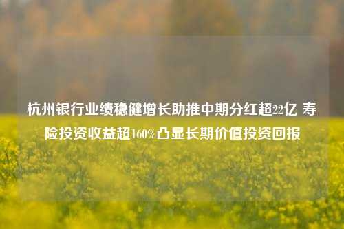 杭州银行业绩稳健增长助推中期分红超22亿 寿险投资收益超160%凸显长期价值投资回报-第1张图片-世界财经