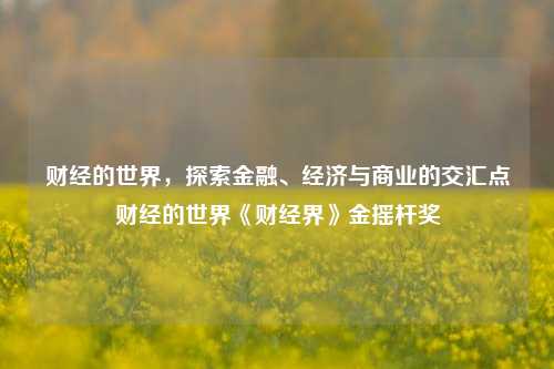 财经的世界，探索金融、经济与商业的交汇点财经的世界《财经界》金摇杆奖-第1张图片-世界财经