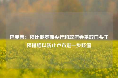 巴克莱：预计俄罗斯央行和政府会采取口头干预措施以防止卢布进一步贬值-第1张图片-世界财经