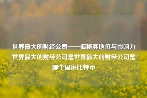 世界最大的财经公司——揭秘其地位与影响力世界最大的财经公司是世界最大的财经公司是哪个国家比特币-第1张图片-世界财经