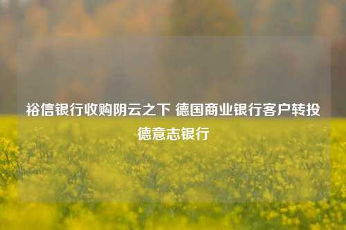 裕信银行收购阴云之下 德国商业银行客户转投德意志银行-第1张图片-世界财经