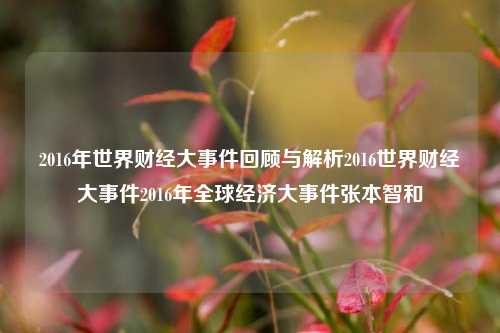 2016年世界财经大事件回顾与解析2016世界财经大事件2016年全球经济大事件张本智和-第1张图片-世界财经