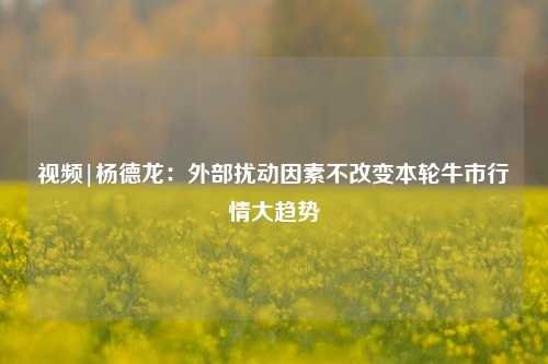 视频|杨德龙：外部扰动因素不改变本轮牛市行情大趋势-第1张图片-世界财经