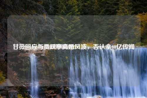 甘薇回应与贾跃亭离婚风波，否认拿40亿传闻