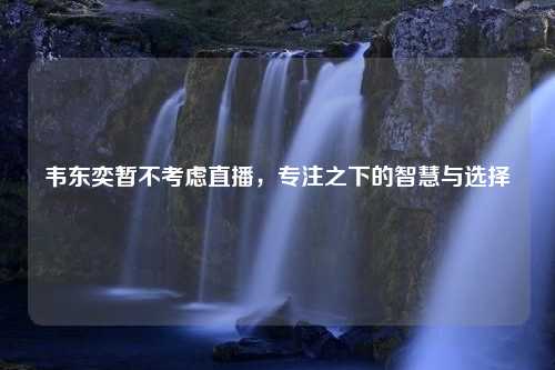 韦东奕暂不考虑直播，专注之下的智慧与选择